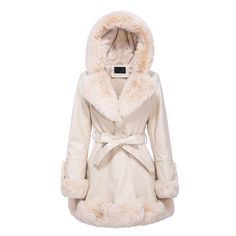 PRICES MAY VARY. 68.8% Polyurethane, 28.3% Polyester, 1.6% Viscose, 1.3% Cotton Tie closure Hand Wash Only Leather Jacket For Women, Coat With Belt, Fur Leather Jacket, Long Winter Coats, Parka Coat, Faux Leather Jacket, Warm Outfits, Faux Fur Collar, Winter Outfits Women