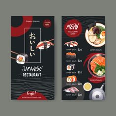 Japanese Food Menu, Japanese Restaurant Menu, Sushi Logo, Restaurant Template, Food Watercolor, Japanese Menu