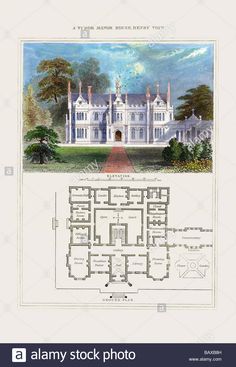 an architectural plan for a large house with two floors and three stories, including the first floor