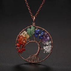 Tree of life chakra necklace Handmade Crystal Necklace, Chakra Pendant, Natural Stones Necklace, Chakra Jewelry, Tree Necklace, Tree Of Life Necklace, Tree Of Life Pendant, 7 Chakras, Red Agate