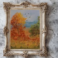 Autumn Meadow Winter is coming and the trees are beginning to turn into red and orange and the meadows are alive with color.  A warm and inviting smaller painting to make you think of crackling fires and mugs of hot cider. Original pastel painting done on a box frame.  The sides of the frame are not painted and are bare wood.  Since this is a pastel painting it needs to be framed under glass and kept out of the direct sunlight to keep it from fading.  Do not touch the surface of the artwork as it will smear since it has NOT been sprayed with a fixative.  Hold onto the box frame as you work on placing it into a frame. Since this is a one-of-a-kind painting it will not be able to be reproduced in exactly the same way, but something similar may be made by me in the future.  You will be purcha Autumn Meadow, Tiny Art, Hot Cider, Original Pastel, Flock Of Birds, Tall Trees, Painting Inspo, The Meadows, Pastel Drawing