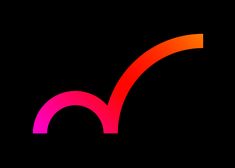 an orange and pink logo on a black background with the letter o in it's center