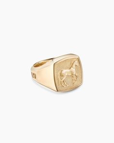 Petrvs® Horse Signet Ring in 18K Yellow Gold, 18.3mm David Yurman Signet Ring, Mens Rings, Signet Ring Men, Yellow Jewelry, Chain Strap Bag, Lapis Lazuli Ring, Wedding 2024, David Yurman Jewelry, Green Jewelry