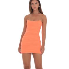 Perfect For Homecoming -Never Worn -Color Exact Same As Picture -No Damage -Smoke Free Home Corset Bodycon Dress, Lucy In The Sky Dress, Lucy In The Sky, Neon Orange, Limited Stock, The Sky, Orange Color, Homecoming, Bodycon Dress