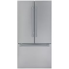 a stainless steel refrigerator freezer with two doors