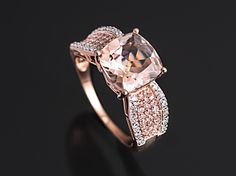 Pre-Owned Cor-de-Rosa Morganite™ 2.85ct cushion with .22ctw round posh pink diamond and .07ctw round white diamond accent 10k rose gold ring. Measures approximately 5/16 inch L X 1/16 inch W..  This product may be a customer return, vendor sample, or on-air display and is not in its originally manufactured condition.  It may not be new.  In some instances, these items are repackaged by JTV. Wedding Rings Pink Diamond Rose Gold, Pink Diamond Wedding Rings, Jewelry Vault, Pink Wedding Rings, Pink Gold Rings, Morganite Jewelry, Rose Gold Morganite Ring, Peach Morganite, Elegant Engagement Rings