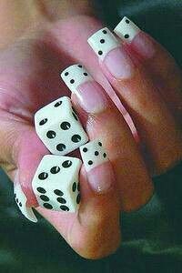 Cute* dice nails~french~acrylic gel Nail Swag, Manicure Y Pedicure, Fire Nails, Dream Nails, Funky Nails, Nail Inspiration, Pretty Acrylic Nails