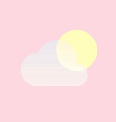 two clouds in the sky against a pink background with yellow and white circles on it