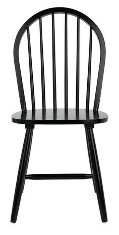 a black wooden chair on a white background with no one in the room to see it