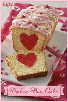 two slices of heart shaped cake on a plate