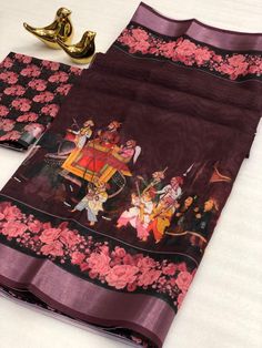 Soft linen cotton saree with a large Zari border, featuring a Pichai digital print concept and elegant Kalamkari print. The saree also includes a contrasting big pallu with attached tassels for added elegance. Saree Cut: 5.50 mt Saree Blouse: 0.80 mt || Easy Hand Wash ||  || 100% Quality assurance Item || Kalamkari Print, Saree Hairstyles, Sari Design, Full Sleeve Blouse, Dress Materials Cotton, Kalamkari Saree, Saree Designs Party Wear, Satin Saree, Black Saree