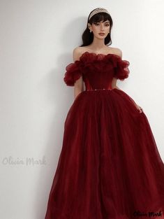 Olivia Mark - Red Shoulder Evening Gown Tutu Wedding Dress, Home Dress, Waist Circumference, Wedding Dress Styles, Casual Denim, Dress Styles, Ball Dresses, Olivia Mark, Evening Gown