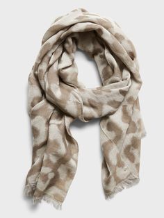 Leopard Wool-Blend Layering Scarf | Banana Republic Beige Casual Scarf, Casual Beige Scarf, Cotton Shawl For Fall, Cotton Shawl Scarves For Fall, The Seasons, Dress Pants, Casual Style, Banana Republic, Wool Blend