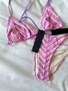 triangl bikini inspo pink purple sour stripe bikini tropical summer clean girl Triangl Swimwear Aesthetic, Bdy Wishes, Triangl Bikinis, 2025 Vibes, Better Everyday, Aussie Girl, Pink Bathing Suits, Summer Wishlist