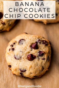 banana chocolate chip cookies with text overlay