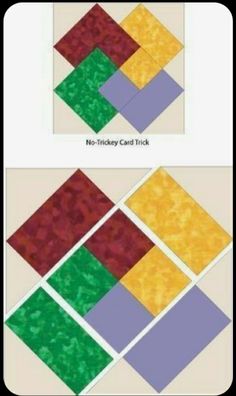 two pictures showing the same pattern as shown in this paper piece, each with different colors