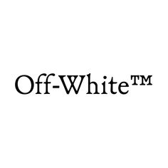 the off - white tm logo is shown in black letters on a white background