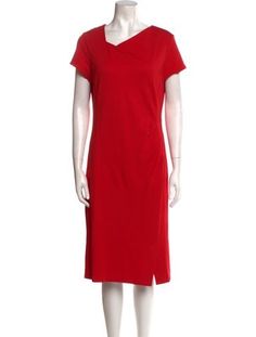 L.K. Bennett Shift DressRedPleated AccentsShort Sleeve with AsymmetricalConcealed Zip Closure at BackFit:Dresses by L.K. Bennett typically fit true to size. Lk Bennett Dresses, Knee Length Dress, Dress Length, Knee Length, Dress Outfits, Clothes For Women, Dresses, Clothes