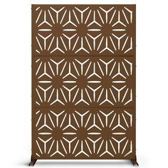 a brown and white cabinet with geometric designs