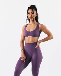 Aura Sculpt Bra - Cran – Alphalete Athletics Purple Compression Seamless Activewear, Soft Touch Sports Bra For Yoga, Yoga Athleisure Sports Bra With Soft Touch, Compressive Soft Touch Activewear For Pilates, Athleisure Sports Bra For Workout With Soft Touch, Soft Touch Athleisure Sports Bra For Workout, Supportive Soft Touch Activewear For Sports, Soft Touch 4-way Stretch Activewear For Sports, Soft Touch Athleisure Activewear For Gym