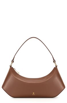 A sharply angular silhouette and grained texture lend an elegant finish to this compact shoulder bag crafted from premium faux leather. Top zip closure Shoulder strap Twill lining Synthetic Imported Brown Structured Shoulder Bag With Gold-tone Hardware, Elegant Faux Leather Baguette Bag With Zipper Closure, Evening Faux Leather Baguette Bag, Evening Baguette Bag With Removable Pouch In Faux Leather, Evening Faux Leather Baguette Bag With Removable Pouch, Modern Faux Leather Baguette Bag With Zipper, Chic Brown Baguette Bag With Zipper Closure, Formal Textured Faux Leather Shoulder Bag, Modern Faux Leather Baguette Bag For Office