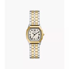 Inspired by a classic archival style, Harlow brings the sophistication of the past to modern day. This intricate polished multi-tone stainless steel five-link bracelet watch features an octagonal-shaped case, textured cream dial and three-hand movement. Timeless Watches Women, Elevated Jewelry, Timeless Watches, Three Hands, Two Tone Watch, Steel Watch, Stainless Steel Watch, Link Bracelets, Fossil