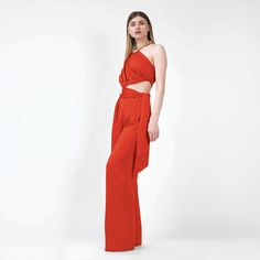 Make a bold statement with our Black Maxi Jumpsuit with Scarves. This sophisticated jumpsuit boasts a timeless black hue, a graceful maxi length, and unique scarf accents that add a touch of elegance and flair. Ideal for both formal and casual occasions, this piece seamlessly blends comfort with high fashion dry clean only  60% viscose 40% polyester Red Stretch Backless Jumpsuit, Red Maxi-length Kimono For Vacation, Red V-neck Jumpsuits And Rompers For Loungewear, Casual Red V-neck Jumpsuit, Red Printed V-neck Jumpsuit, Red Maxi, Maxi Jumpsuit, Spring Suit, Black Maxi