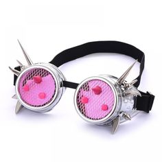 Retro Gothic Pink Glasses Goggles - https://lordsteampunk.com/retro-gothic-pink-glasses-goggles/ Price: 78.00 & FREE Shipping #steampunk #steampunkgirly #steampunkstyle #steampunkgirl #steampunkart Cute Goggles, Cyberpunk Glasses, Wedges Sneakers, Funky Glasses, Pink Glasses