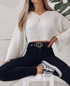 Black And White Outfit, Tumblr Outfits, Trendy Fall Outfits, Pinterest Outfits, Outfits Casual, Girly Outfits