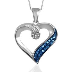 When it comes to treating the special woman in your life, you should choose something that reflects her stunning beauty. You'll find that colored diamond jewelry possesses the glamour and timelessness that she will fall head over heels in love with. Our pendant is intricately crafted with luxury and decadence in mind, two qualities that capture the essence of your favorite lady. Treat her to a gorgeous gift that she is sure to cherish for years to come. Size: one size. Color: Blue. Gender: femal Blue Open Heart Jewelry For Anniversary, Blue Double Heart Jewelry For Anniversary, Blue Diamond Jewelry For Valentine's Day, Blue Open Heart Necklace For Anniversary, Valentine's Day Blue Diamond Accented Jewelry, Valentine's Day Blue Jewelry With Diamond Accents, Blue Heart Pendant Jewelry Gift For Her, Valentine's Day Blue Diamond Jewelry, Blue Diamond Heart Necklace