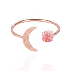 PRICES MAY VARY. 18K Rose/White/Yellow Gold Plated Moon Opal Ring is ADJUSTABLE: Fits most finger sizes. A firm bend can adjust these stackable rings to size. Perfect gift for birthday, anniversary, and special events, put a smile on your loved one by giving this special ring. 18K Gold Plating will ensure a very long lasting brilliant finish and hypoallergenic. Ensure a smile on your loved ones face, this is an ideal purchase for Christmas, Mother’s Day, Birthday, Christmas gifts for her. Our re Pink Moon-shaped Jewelry Gift, Pink Moon Shaped Jewelry Gift, Pink Moon Charm Jewelry, Pink Round Moon Charm Jewelry, Pink Opal Ring, Dragon Jewelry, Special Ring, Opal Ring, Pink Opal