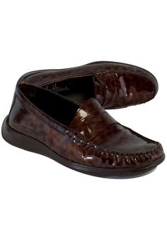 Current Boutique-Cole Haan - Red Tortoiseshell Patent Leather Loafers Sz 6 Brown Patent Leather Slip-on Loafers, Brown Patent Leather Loafers With Round Toe, Fitted Brown Casual Loafers, Casual Brown Loafers, Cole Haan Loafers, Patent Leather Loafers, Red Pumps, Buy Shoes Online, Brand Shoes