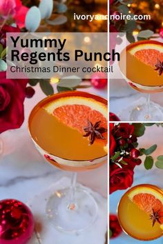 yummy regents punch christmas dinner cocktail with orange garnish and star anise