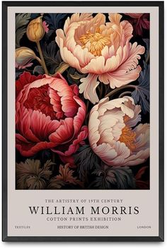 the book cover for william morris's paintings, which features large flowers and leaves