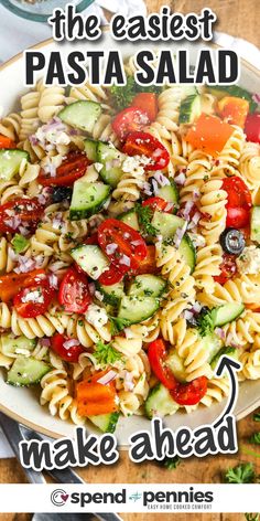 the pasta salad is ready to be eaten