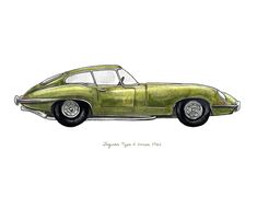 a drawing of a green car on a white background