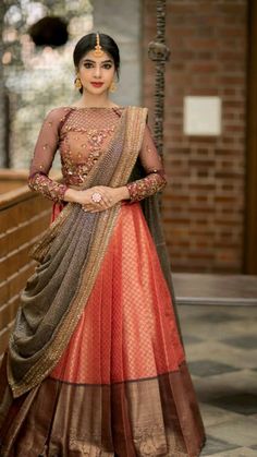 Studio 149, Half Sari, Saree Boutique, Indian Dresses For Women, Lehenga Saree Design, Half Saree Lehenga, Long Gown Design, Wedding Lehenga Designs, Engagement Dress