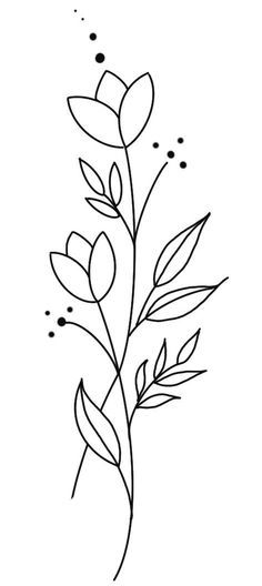 Easy Line Art Drawing Simple Flower, How To Draw A Classroom, Drawing Small Flowers, Cute Tattoos Stencil, Flowers Drawings Simple, Easy Flower Pattern Drawing, Easy Leaves Drawing, Easy Flowers To Draw Step By Step, Simple Line Drawing Ideas