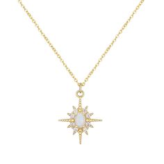 PRICES MAY VARY. Dainty Gold Necklace: Our 18k gold plated sterling silver opal necklace is a dainty and elegant piece of gold jewelry that can elevate any outfit for any occasion. Safe For All Skin Types: This Opal gold star necklace is made of Sterling Silver 925 and 18K gold plated, this necklace is both durable and hypoallergenic, perfect for those with sensitive skin.Never worry about your skin turning green. Great Gift Idea: The north star pendant on this dainty necklace for women symboliz Gold Star Necklace With Birthstone, Opal Clavicle Chain Necklace As Gift, Gold Opal Charm Necklace As Gift, Celestial Opal Necklace As A Gift, Celestial Opal Necklace As Gift, Gold Dainty Opal Charm Necklace, Celestial Gold Opal Necklaces, Celestial Gold Opal Necklace, Gold Star-shaped Birthstone Necklace