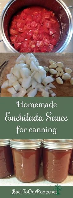 homemade enchilada sauce for canning with text overlay that reads homemade enchilada sauce for canning