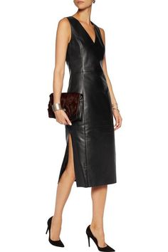 Leather Dress Women, Black Leather Dresses, Dress Leather, Black Women Fashion, Genuine Leather Jackets, Leather Dresses, Leather Outfit, Party Wear Dresses, Women Leather