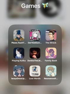 an iphone screen showing the game menu and icons for each character in their own avatar