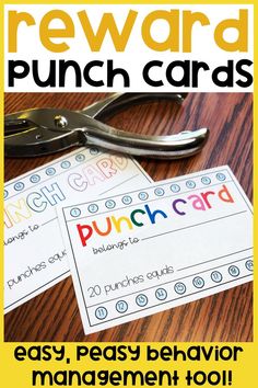 the reward punch cards are ready to be used for each child's behavior skills