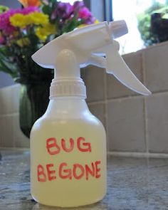 a close up of a spray bottle on a counter