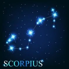 the zodiac sign scorplus is glowing against a dark blue background with stars