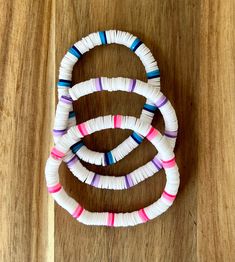 Clay bead bracelets set of 2 Approximately 6.5 inches long  Elastic Band Clay Beads Ideas Aesthetic, Clay Beads Ideas Aesthetic Preppy, Beads Ideas Aesthetic, Clay Beads Ideas, Clay Bead Bracelets, Candy Clay, Diy Braided Bracelet, Heishi Bracelet, Clay Bead Bracelet