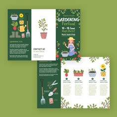 two brochures with gardening images on them