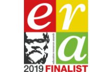 the logo for the e2a contest is shown in red, yellow and green