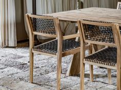 Rope and teak garden chair with armrests VIENNA DINING by CBdesign_9