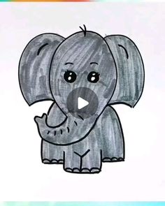 an elephant drawn on paper with colored pencils